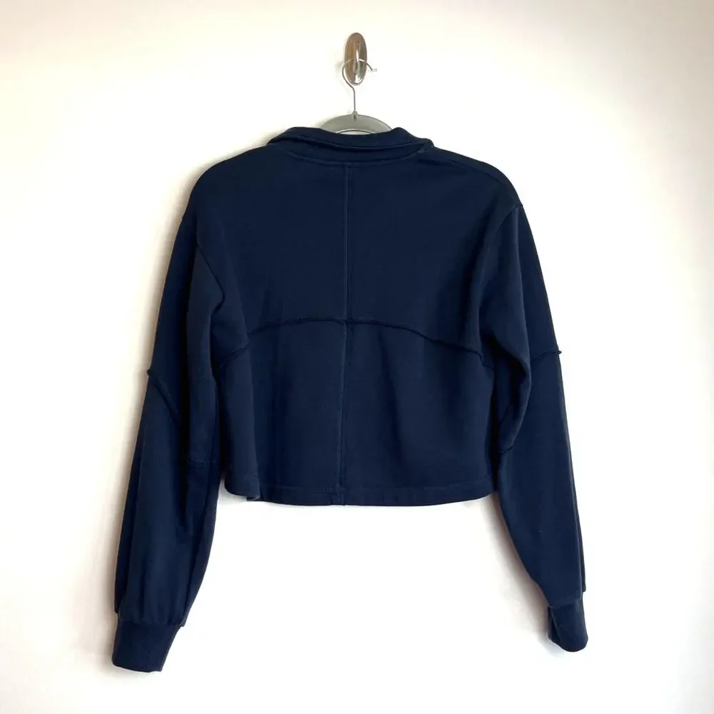 Sweaty Betty Women's Revive Lounge Half Zip Pullover Sweatshirt Size 4 Navy - Picture 3 of 8
